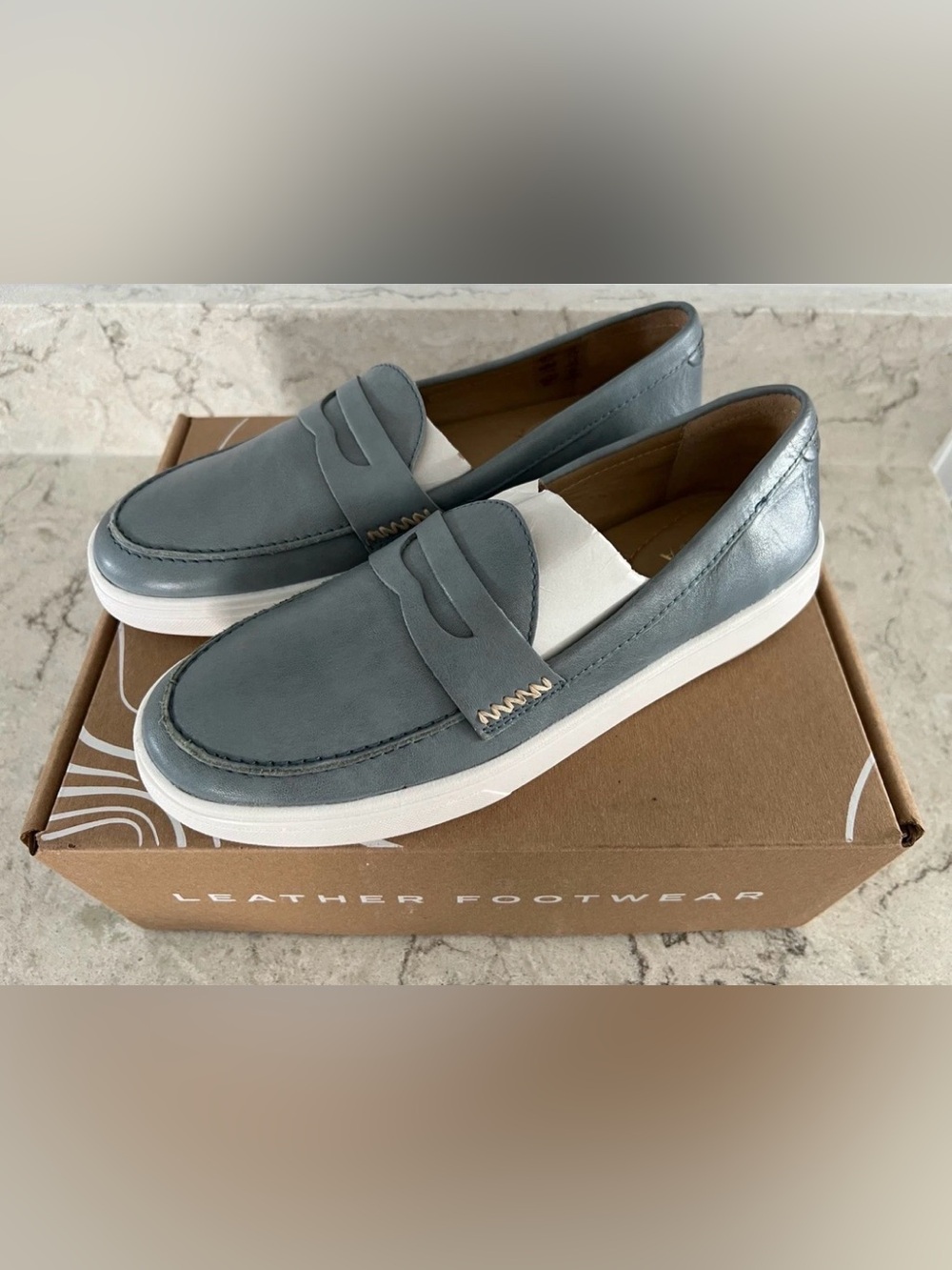 Portland Leather Women's Boardwalk Penny Loafers in Glacial Blue - W Size 9